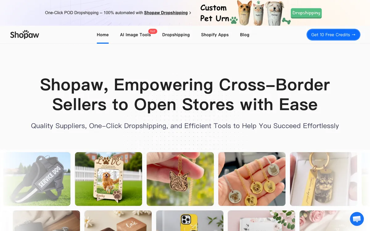 Altgo Tech homepage showing Shopaw. Product personaliser for pet items, frames and jewellery.