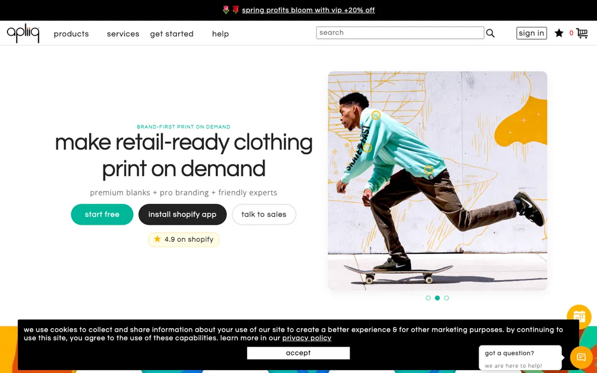 Apliiq homepage. US private-label POD for custom apparel with cut and sew options.