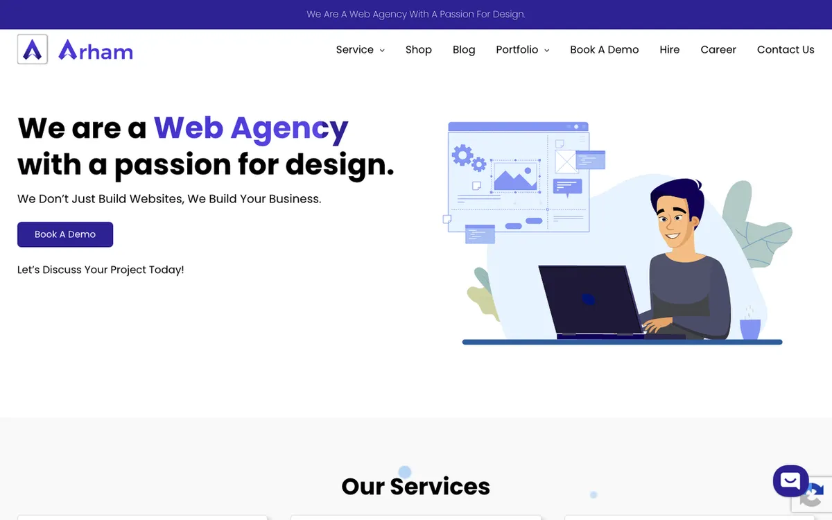 Arham Web Works homepage. Custom-order proof and approval manager for Shopify with real-time chat and version control.