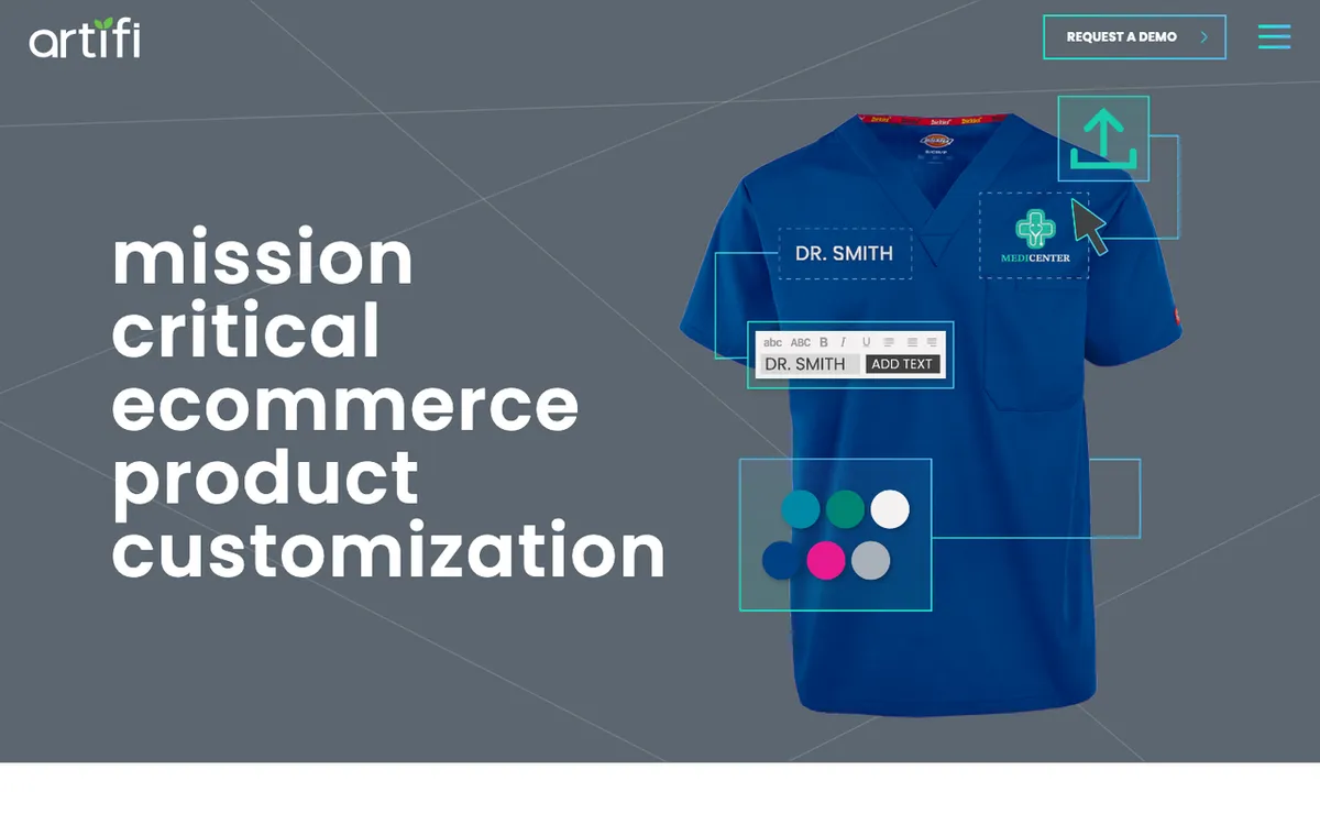 Artifi Labs homepage. SaaS product customisation and rendering engine for personalised ecommerce stores.