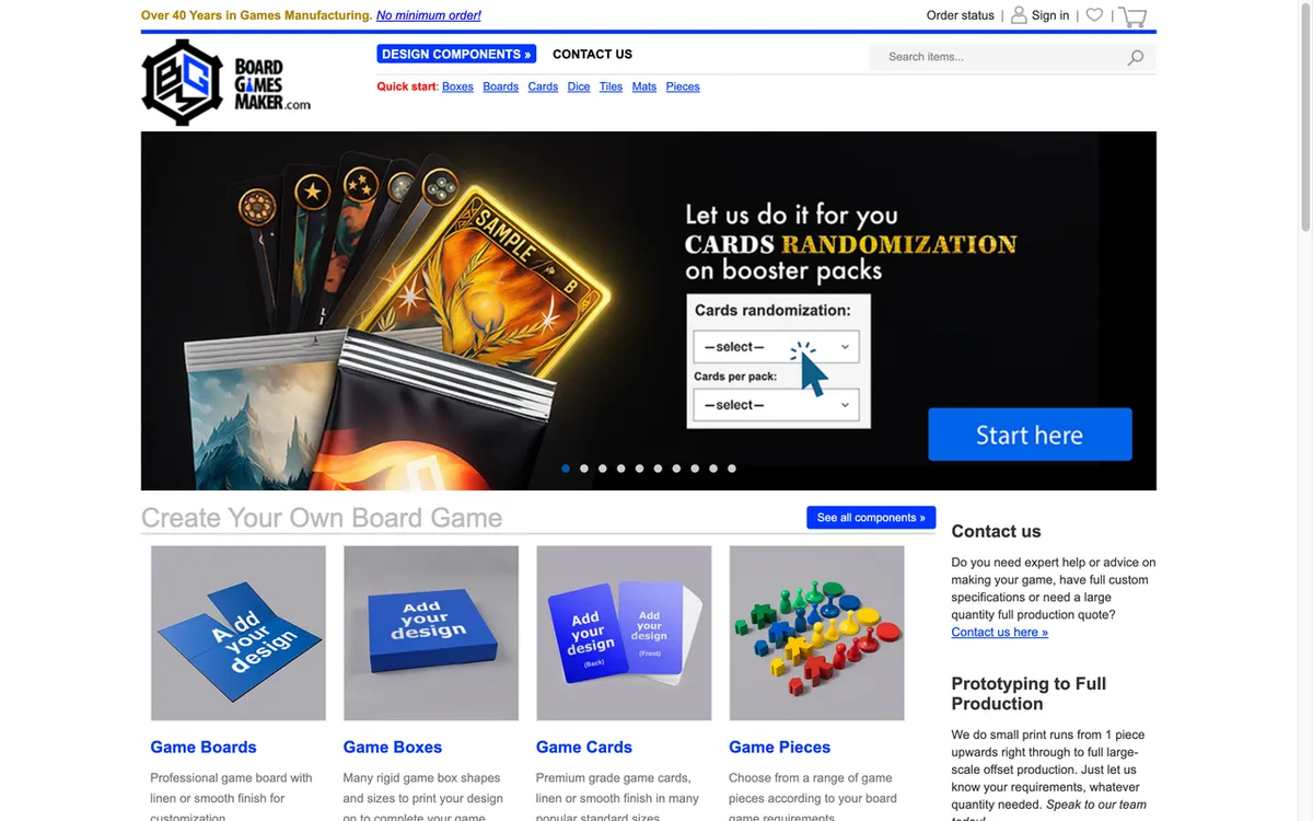 Board Games Maker homepage. China custom board game and card game manufacturer with no MOQ and premium card stocks.