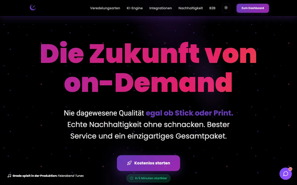 Brandsky homepage. Print-on-demand service offering print, embroidery, flex and sublimation across 100+ products.
