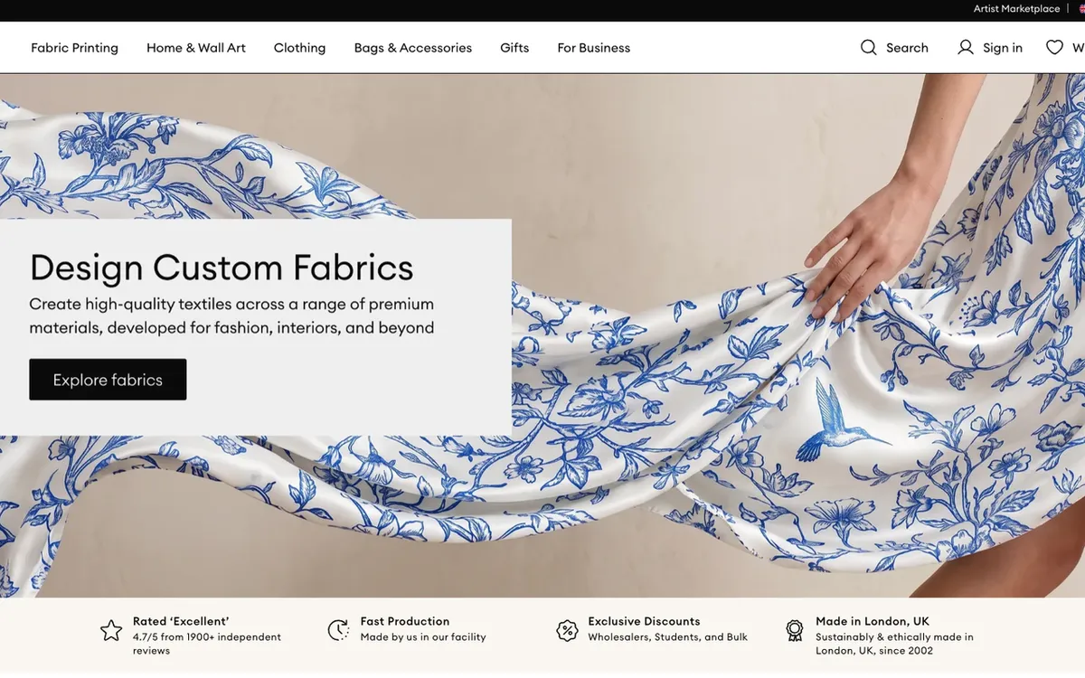 Contrado homepage. UK premium POD with handcrafted apparel, fabrics, homeware and accessories.