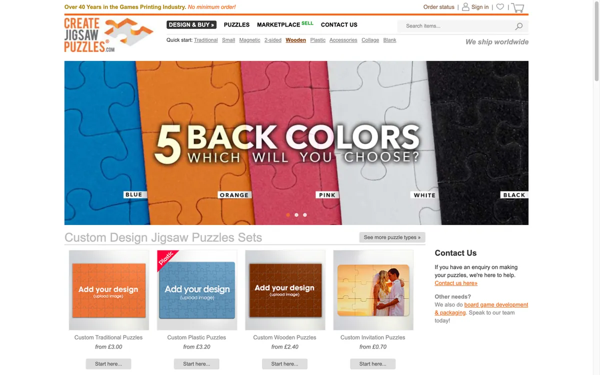 CreateJigsawPuzzles homepage. Hong Kong custom jigsaw puzzle print-on-demand manufacturer with no MOQ and rush service.