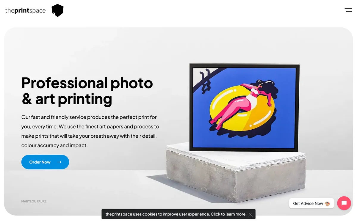 creativehub homepage. Print-on-demand art print and framing service with fast global shipping for galleries.