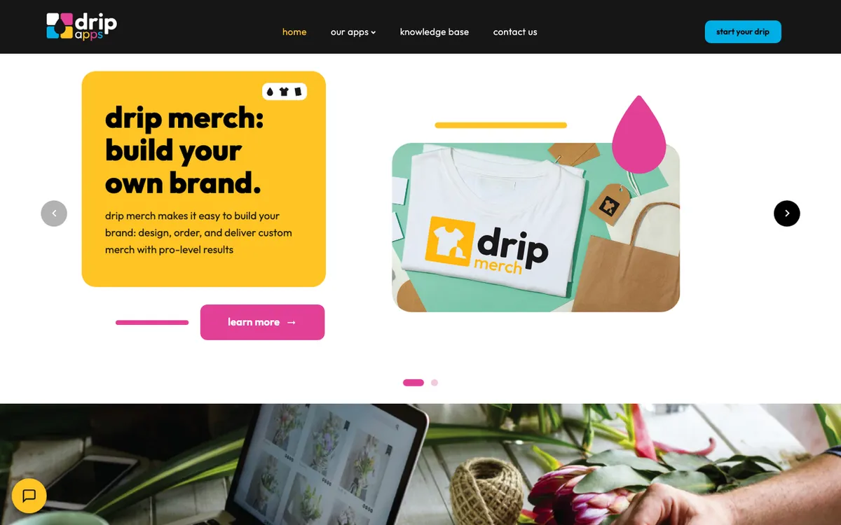 Drip Apps homepage. Build a Gang Sheet tool for DTF customers to lay out designs and auto-generate cut lines.
