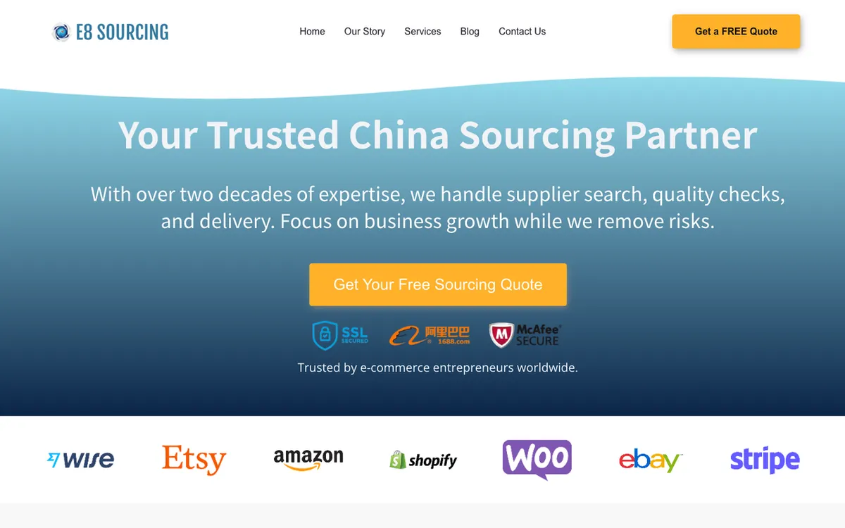 E8 Sourcing homepage. China manufacturer for custom oven mitt and pot holder sets.