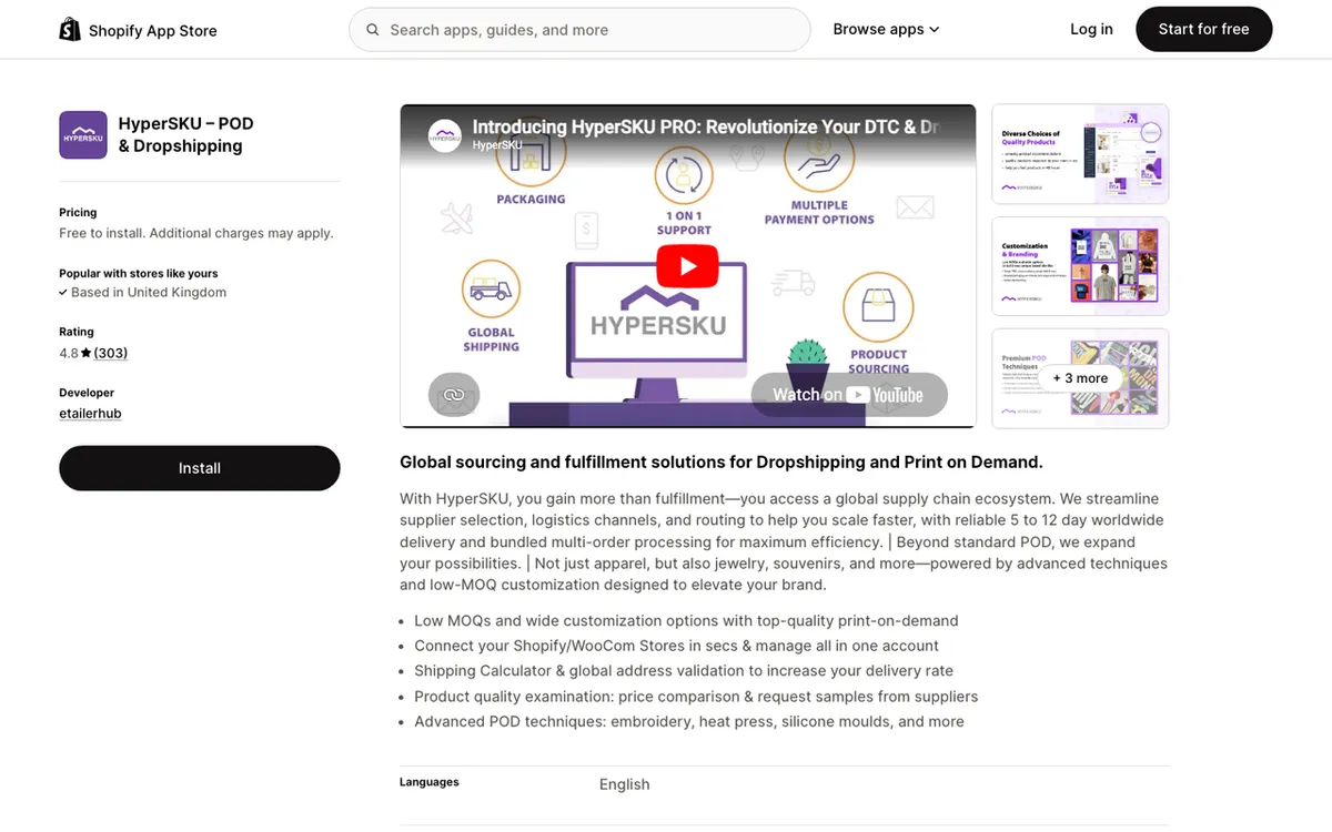 etailerhub homepage. HyperSKU global sourcing and fulfilment service for dropshipping and print-on-demand.