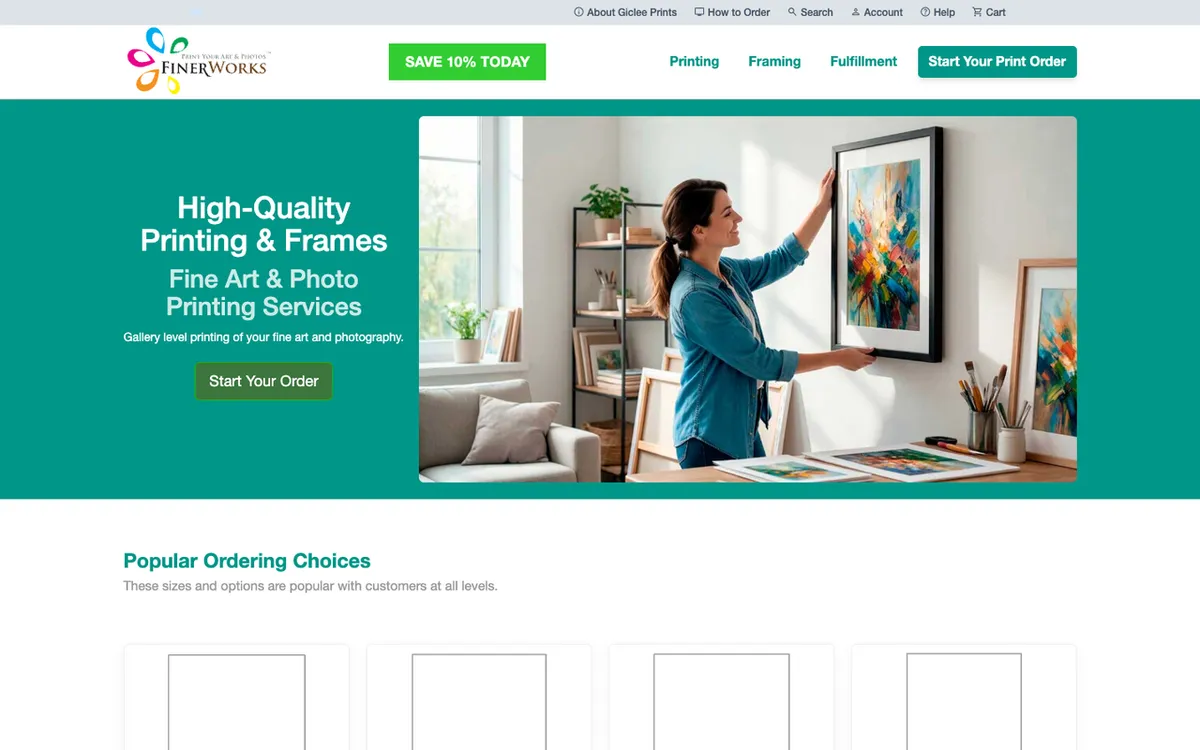 FinerWorks homepage. US giclee print service for fine art and photography on canvas, metal and acrylic.