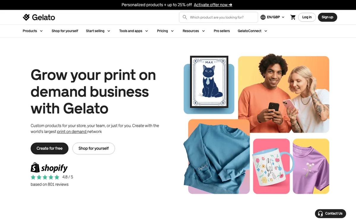 Gelato homepage. Global print-on-demand network with 140+ print partners in 32 countries for localised on-demand production.