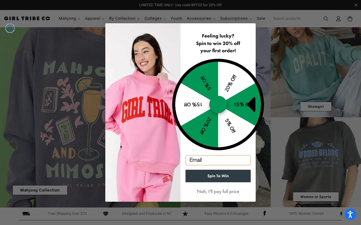 Girl Tribe Co homepage. Invite-only direct-to-garment print-on-demand service for selected merchants.