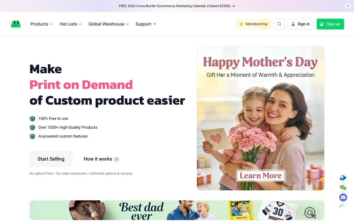 MadeMine homepage. Shopify tool for dropshipping personalised gifts from a 7000+ product catalogue.