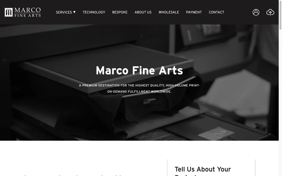 Marco Fine Arts homepage. US print-on-demand fulfilment service with design-to-delivery solutions for high-volume orders.