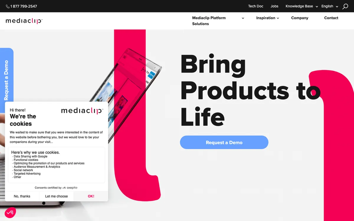 Mediaclip homepage. Print-on-demand product personalisation tool for photo, text and graphic customisation.