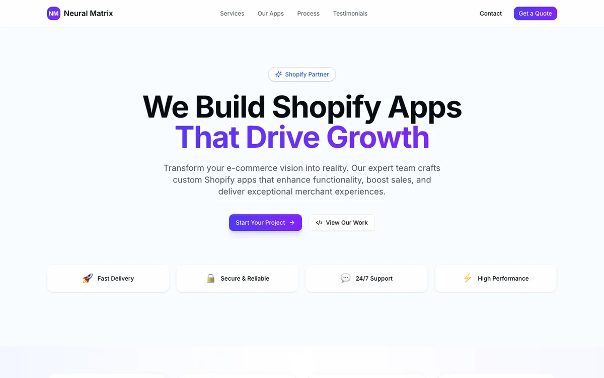 Neural Matrix homepage. Gang Sheet PRO tool letting customers build custom DTF gang sheets on a store.