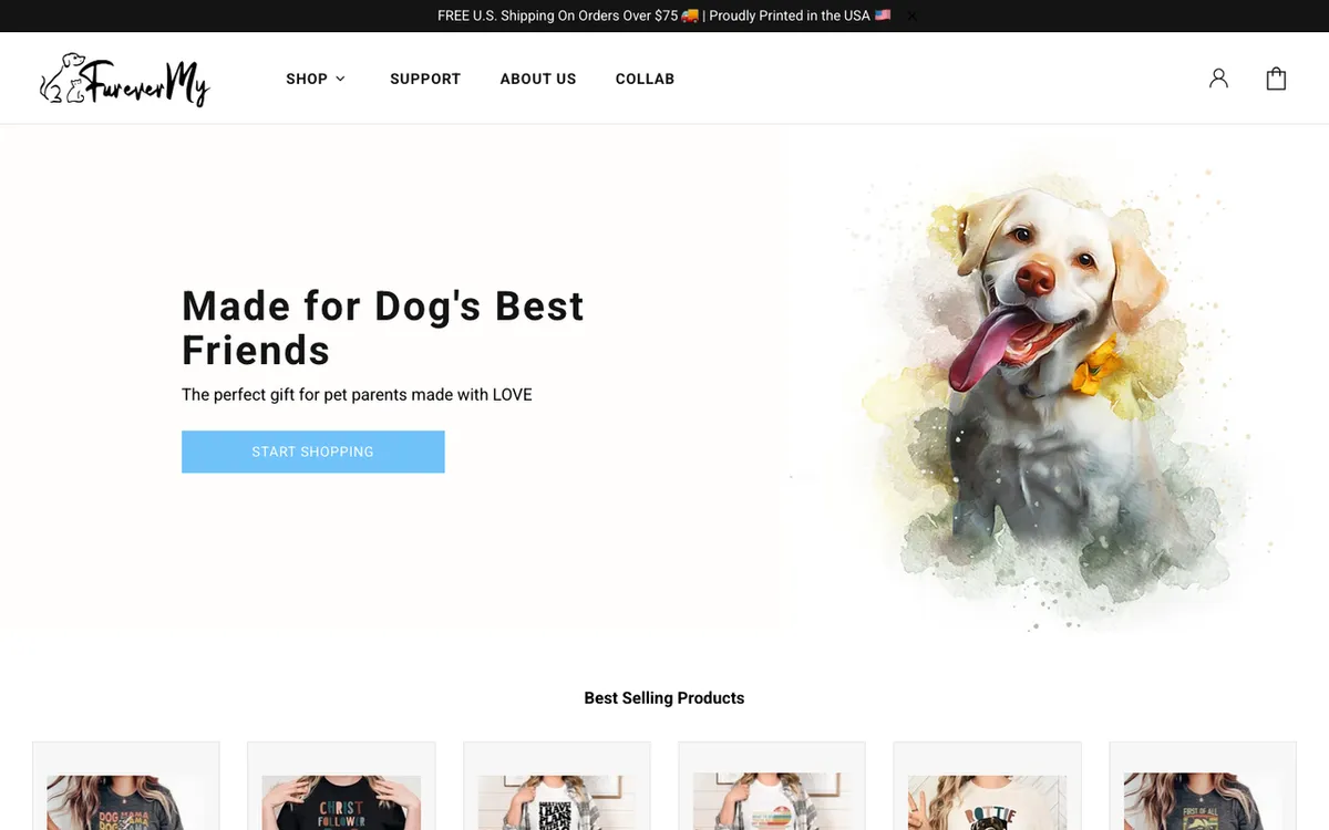 Online Machine homepage. Embroidery print-on-demand app offering 1,000+ customisable products shipped to customers.