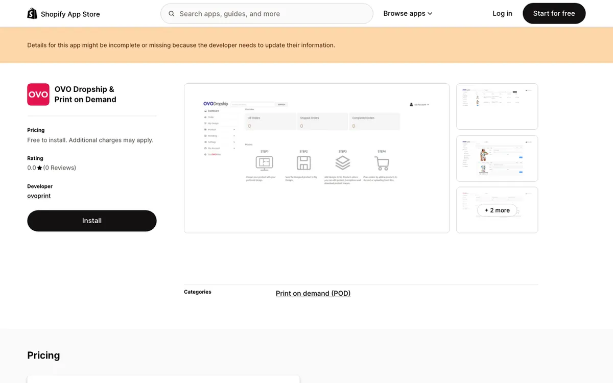 ovoprint homepage. Print-on-demand supplier site.