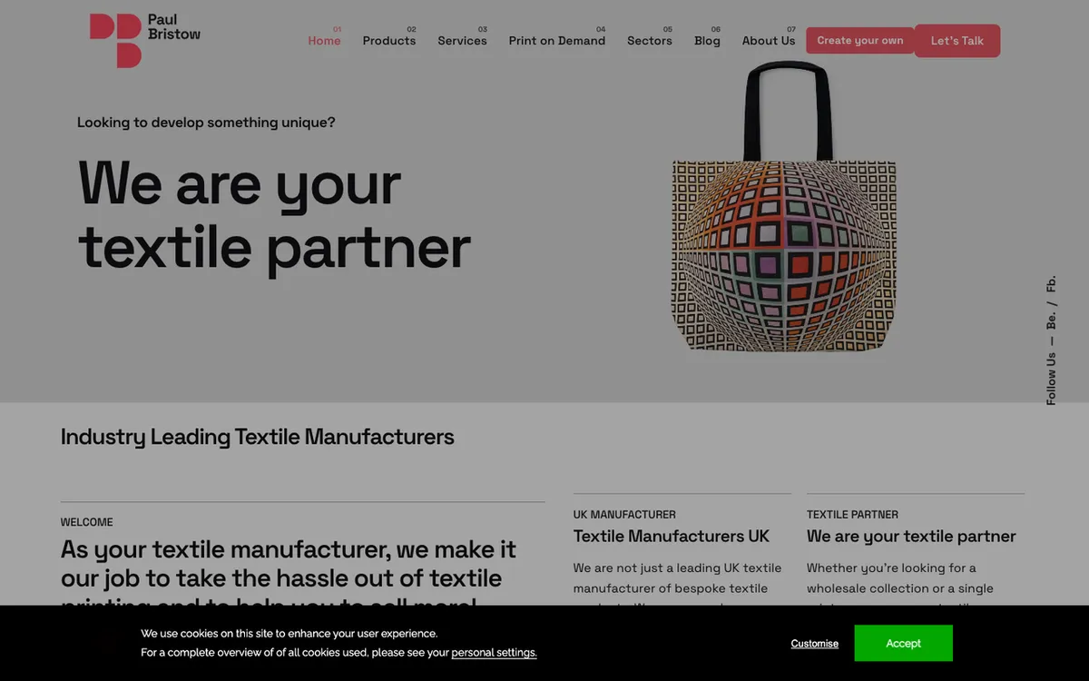 Paul Bristow Associates homepage. Print-on-demand supplier site.