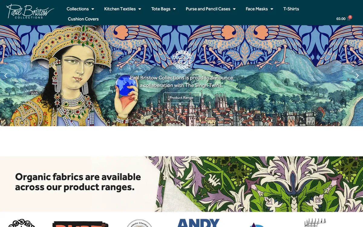 Paul Bristow Collections homepage. Print-on-demand supplier site.