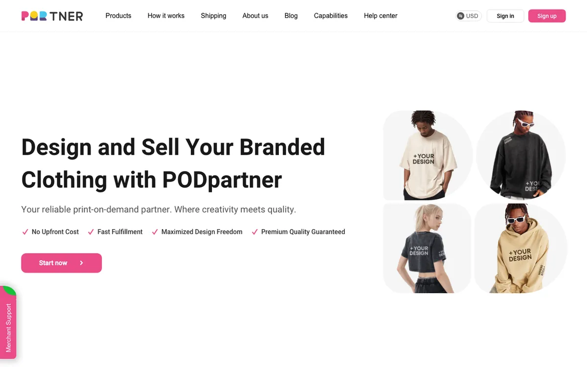 PODPartner homepage. Asia print-on-demand service for branded custom clothing with fast fulfilment.