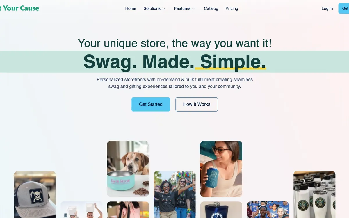 Print Your Cause homepage. US print-on-demand platform for nonprofit and cause-driven merchandise fundraising.
