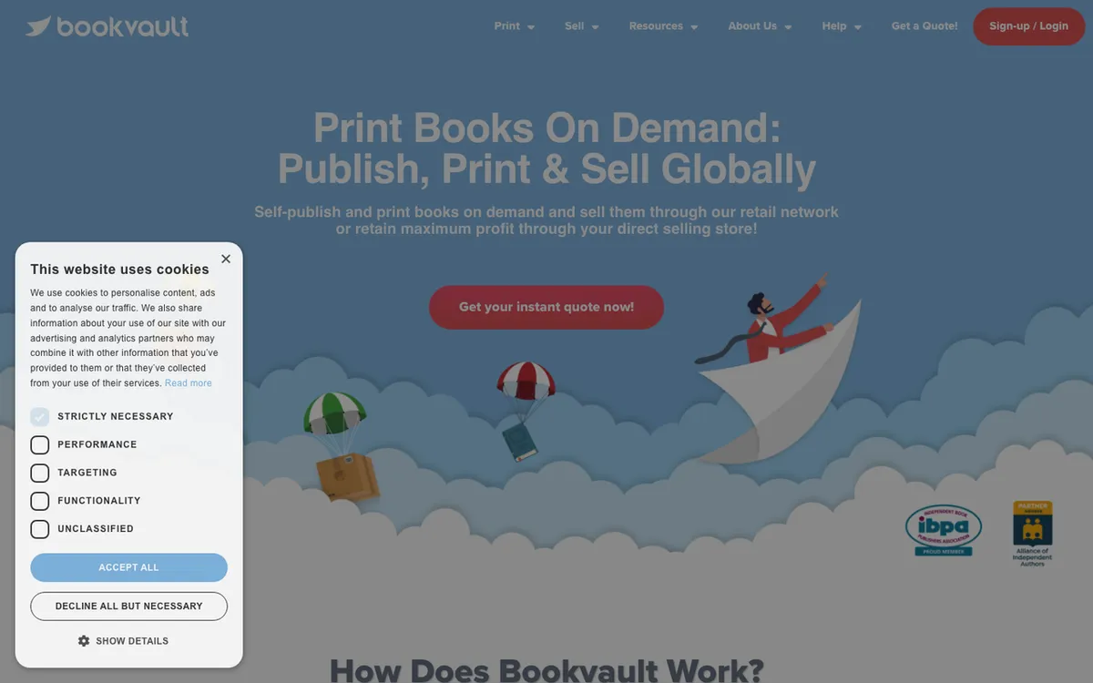 Printondemand-worldwide homepage. Bookvault print-on-demand book service for setting up a global library without stock.