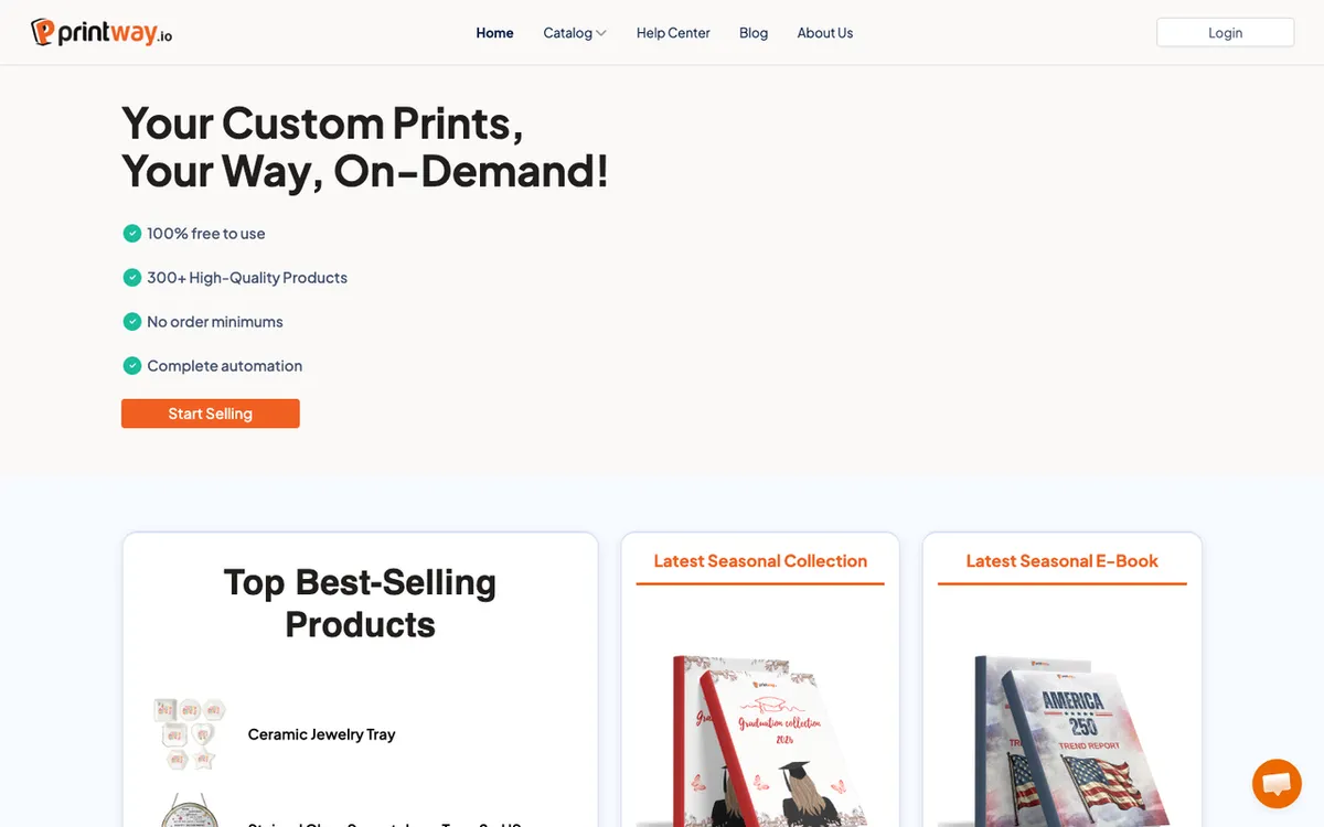 Printway homepage. Print-on-demand service with 300+ personalised products and global fulfilment.