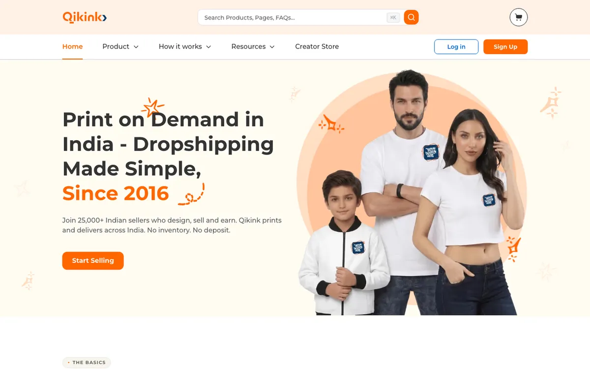 Qikink homepage. India print-on-demand service for processing and fulfilling Shopify store orders.