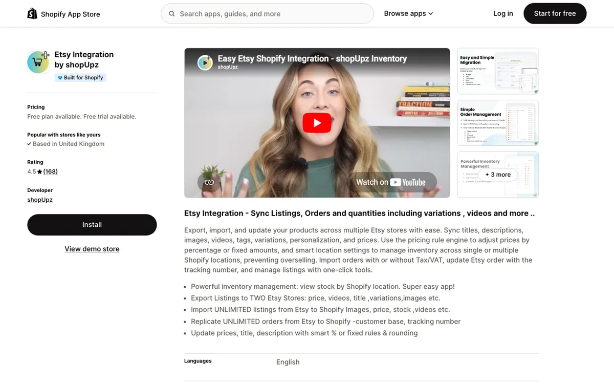 shopUpz homepage. Etsy listing and order sync tool for managing products across multiple Etsy stores.