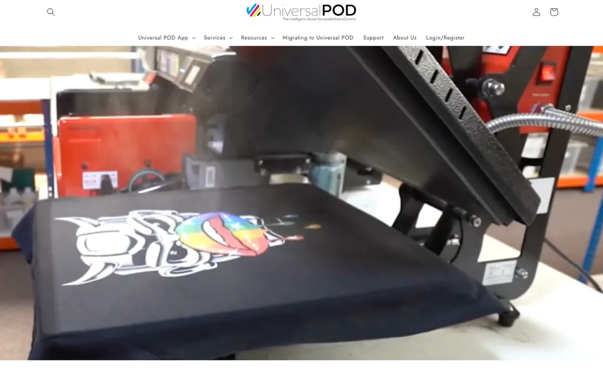 SuperFastPOD homepage. UK Universal POD service automating order fulfilment for Shopify and Etsy stores.