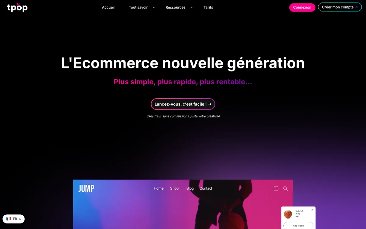 T-Pop homepage. French eco-focused POD company with organic apparel and EU-based fulfilment.