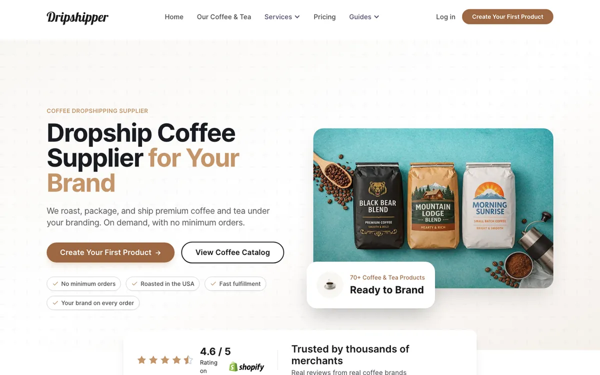 The Doughty Organization homepage. US Dripshipper service for private-label coffee and tea dropshipping.