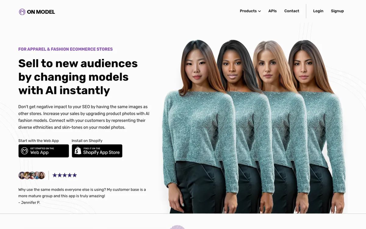 Trendage homepage. AI model photography tool generating on-model product shots for fashion and apparel brands.