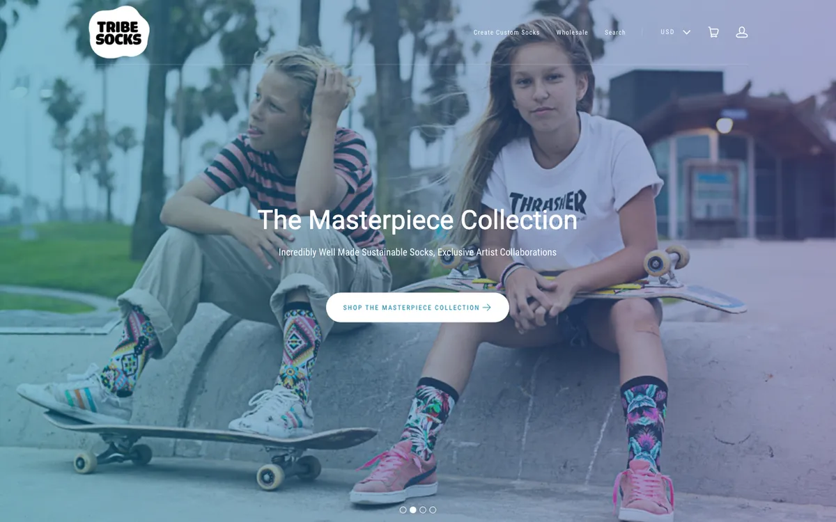 Tribe Socks homepage. US print-on-demand specialist for custom logo, photo and name socks.