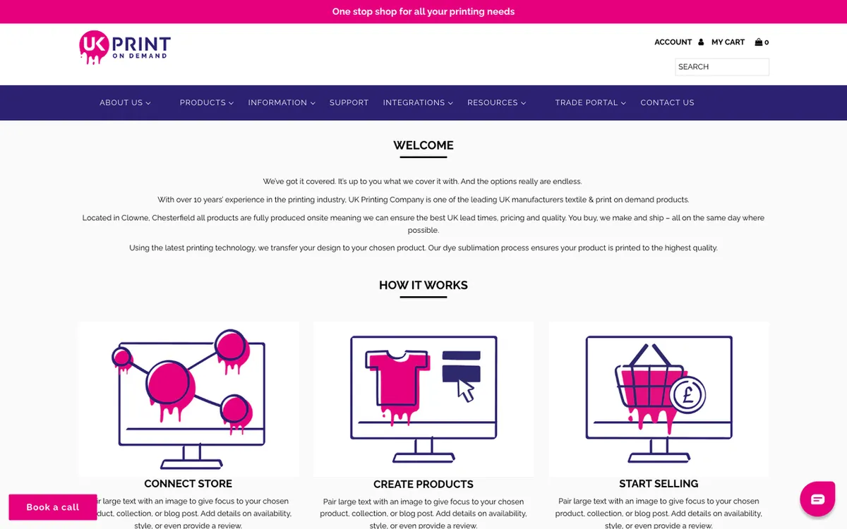 UK Printing Company homepage. UK dropshipping print-on-demand service for personalised and standard products from Derbyshire.