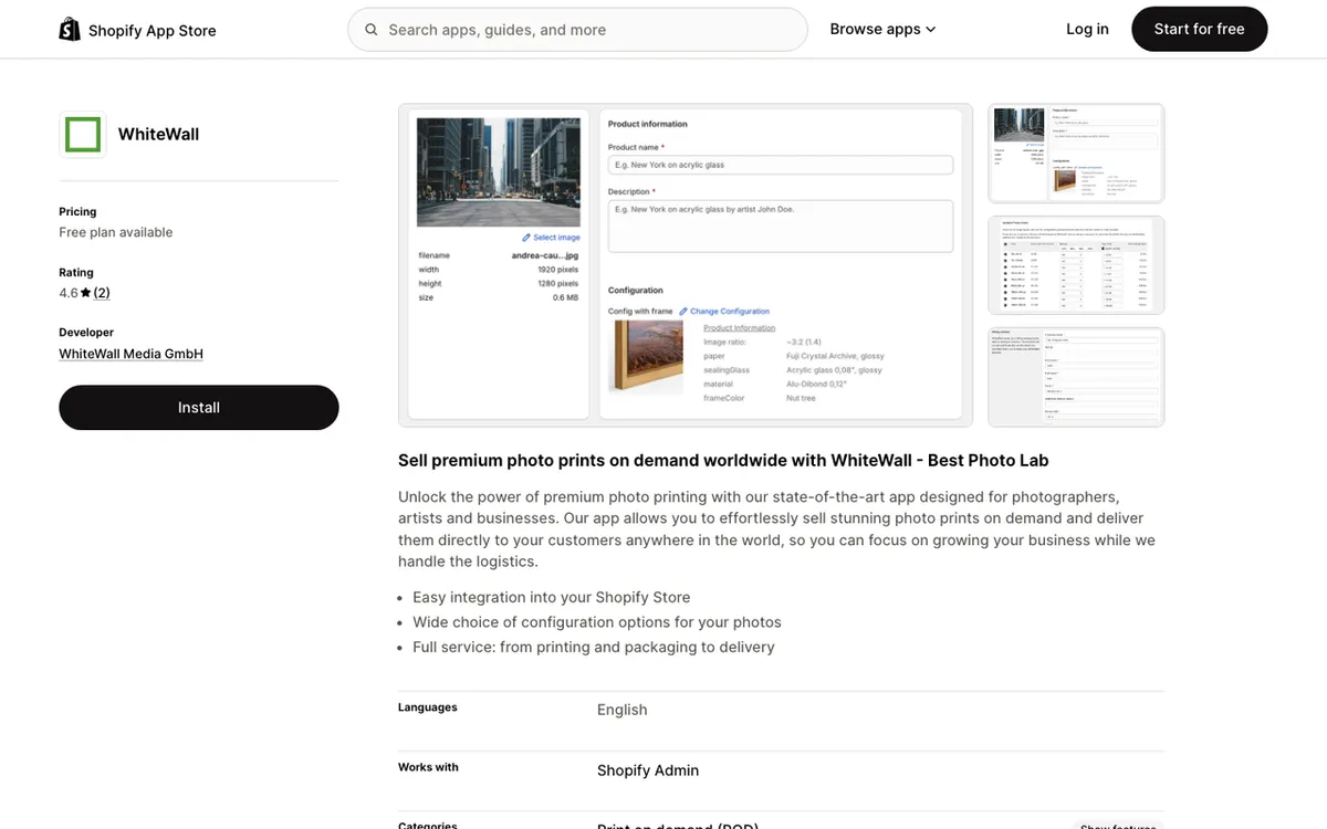 WhiteWall Media homepage. Premium photo print-on-demand service for photographers, artists and businesses worldwide.